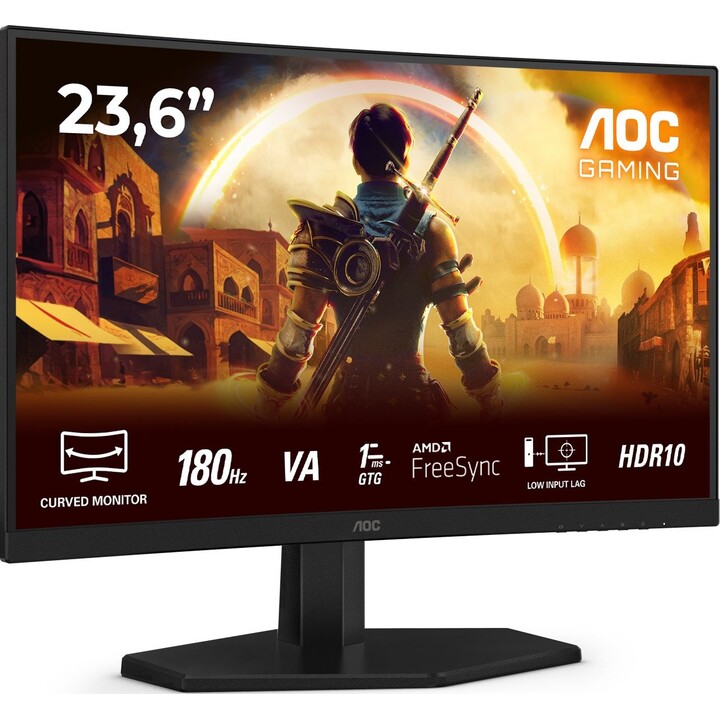 Monitor LCD | AOC | 23,6" | 1920 x 1080 pixels | Full HD | Proporção nativa 16:9 | LED | Curvo | C24G42E