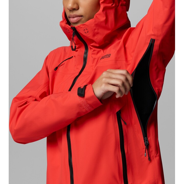 Chaqueta Columbia Saudan Pro 3L Shell 730459 para mujer, color rojo amapola, talla S