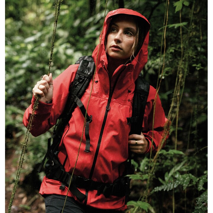 Chaqueta Columbia Saudan Pro 3L Shell 730459 para mujer, color rojo amapola, talla S