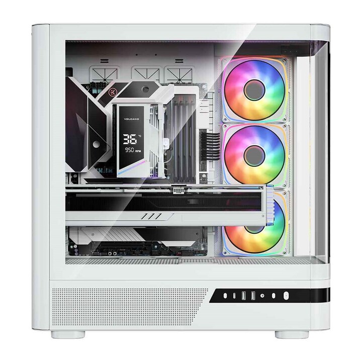 MODECOM Computer Case Volcano AQ100 ARGB Midi Blanc