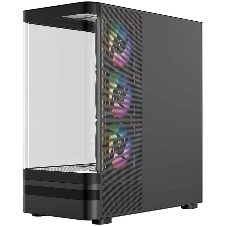 Case per computer MIDI MODECOM Volcano AQ100 ARGB, colore nero.