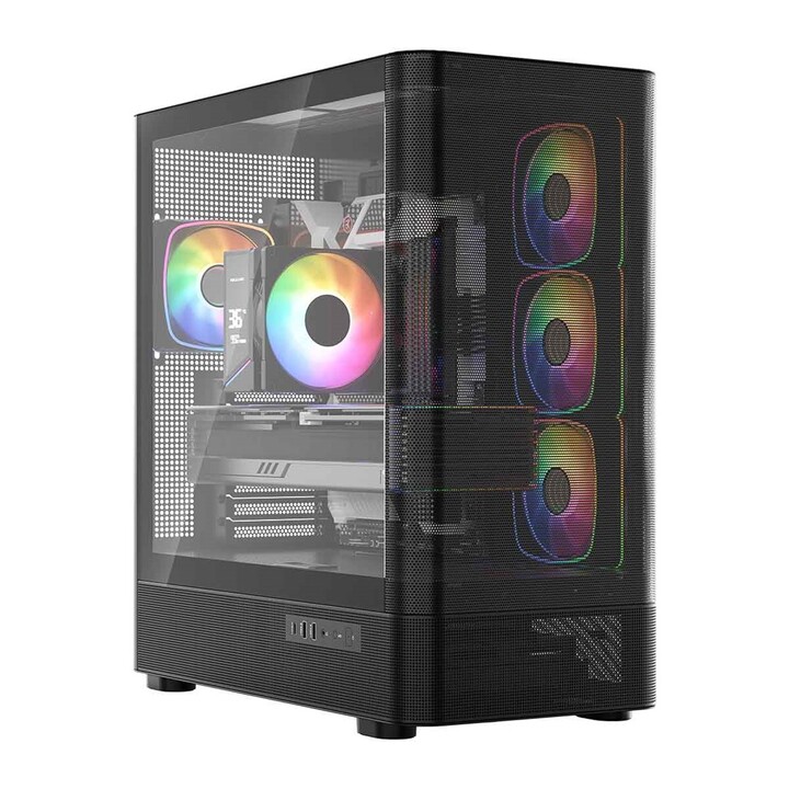 Computergehäuse MODECOM Volcano AQ300 ARGB Midi Schwarz