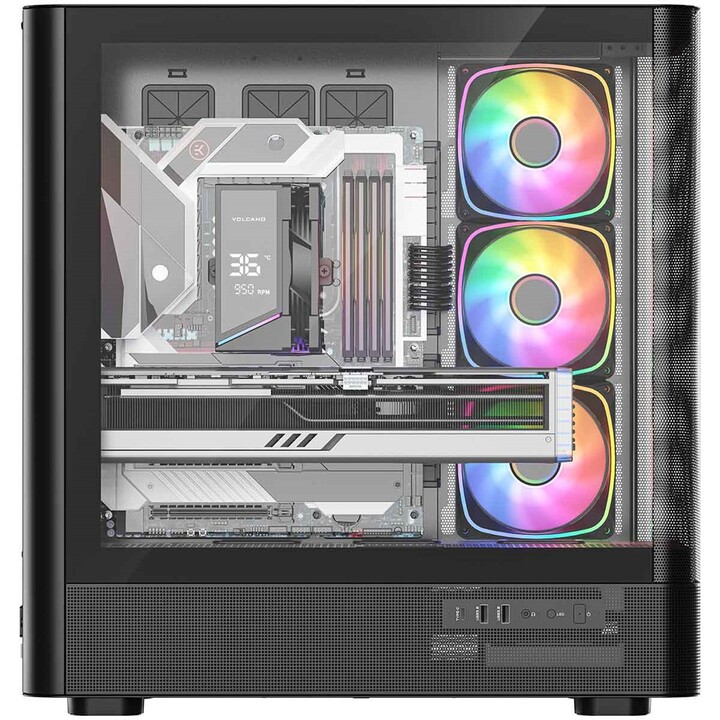 Case per computer MIDI MODECOM Volcano AQ300 ARGB, colore nero.