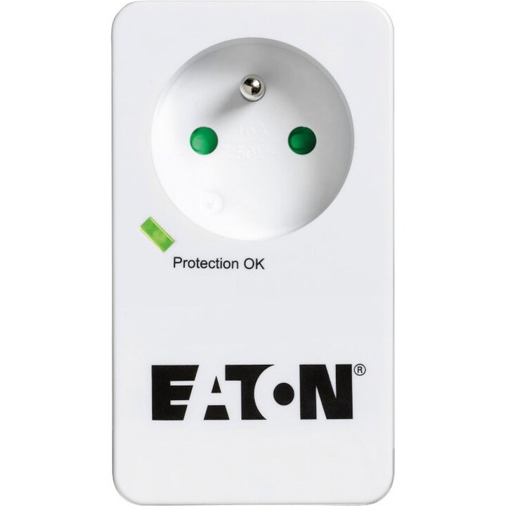 Protetor contra sobretensão Eaton Protection Box PB1F, 1 tomada francesa Schuko, entrada de 10 A, branco