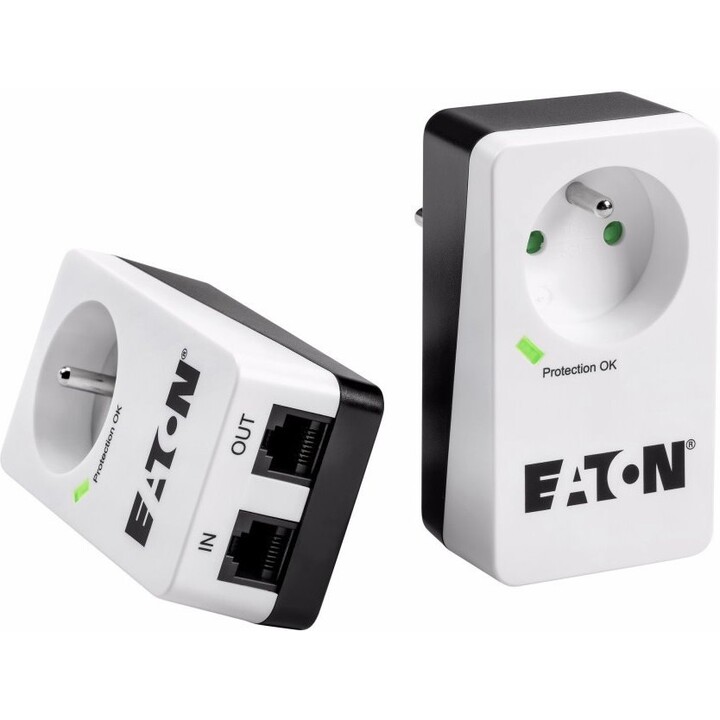 Protetor contra sobretensão Eaton Protection Box PB1F, 1 tomada francesa Schuko, entrada de 10 A, branco