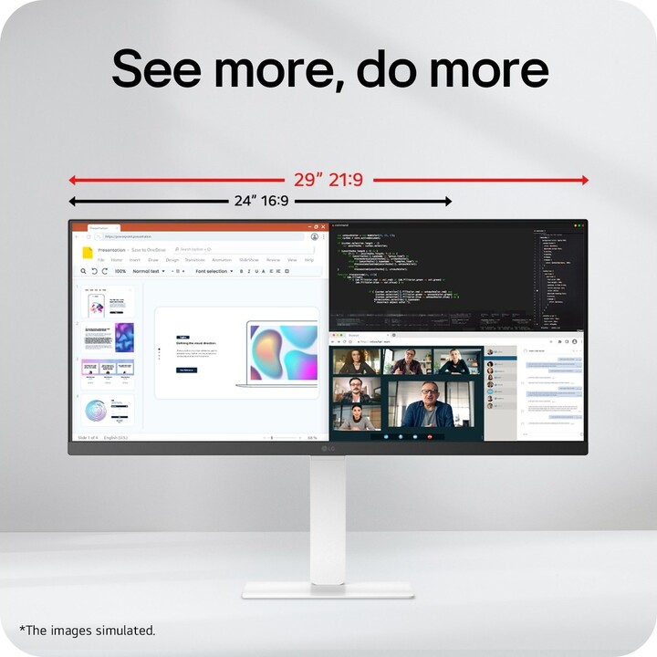 Monitor LG 29BF550B-W de 29 polegadas, UltraWide, Full HD, IPS, 100 Hz, HDR, 99 % sRGB, USB-C, branco