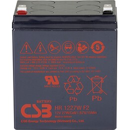 Batterie AGM 27 W à 15 min F2 6,5 Ah, durée de vie de 3 à 5 ans, référence HR1227WF2
