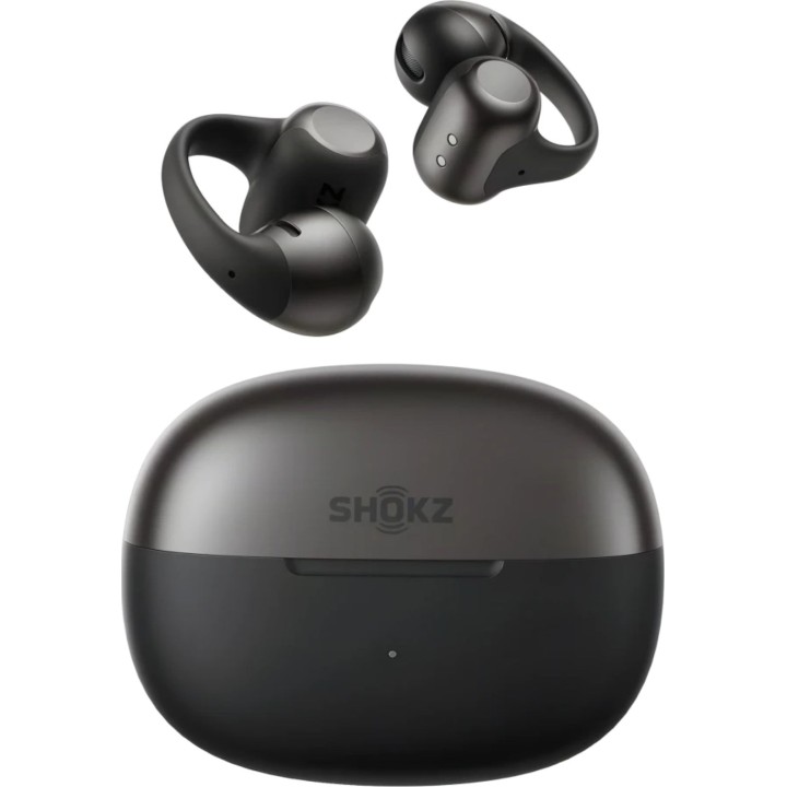 SHOKZ OpenDots 2 Black Open-Ear Clip Headphones, Bluetooth 6.1, 10 hours + 40 hours with case