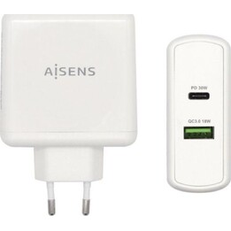 Cargador de Pared Aisens ASCH-2PD30QC-W/ 1xUSB Tipo-C/ 1x USB/ 48W