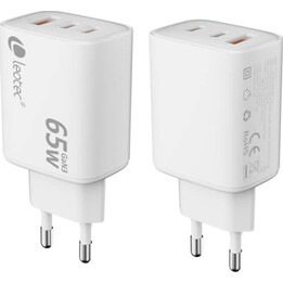 Leotec LECSPH65W3W2 GaN-Wandladegerät / 2x USB Typ-C / 1x USB / 65 W