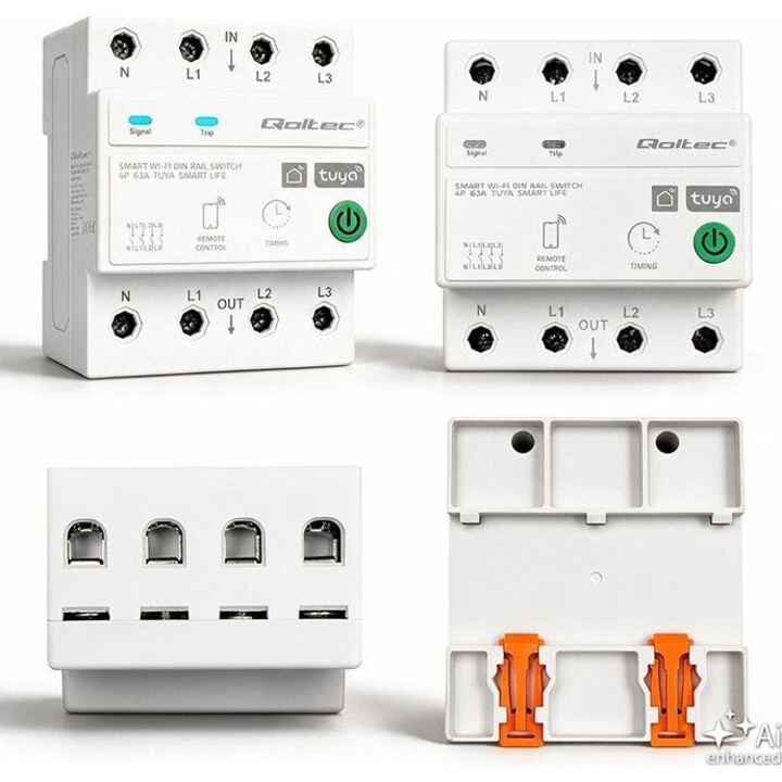 Three phase 63A relay for DIN rail 3P+N Timer