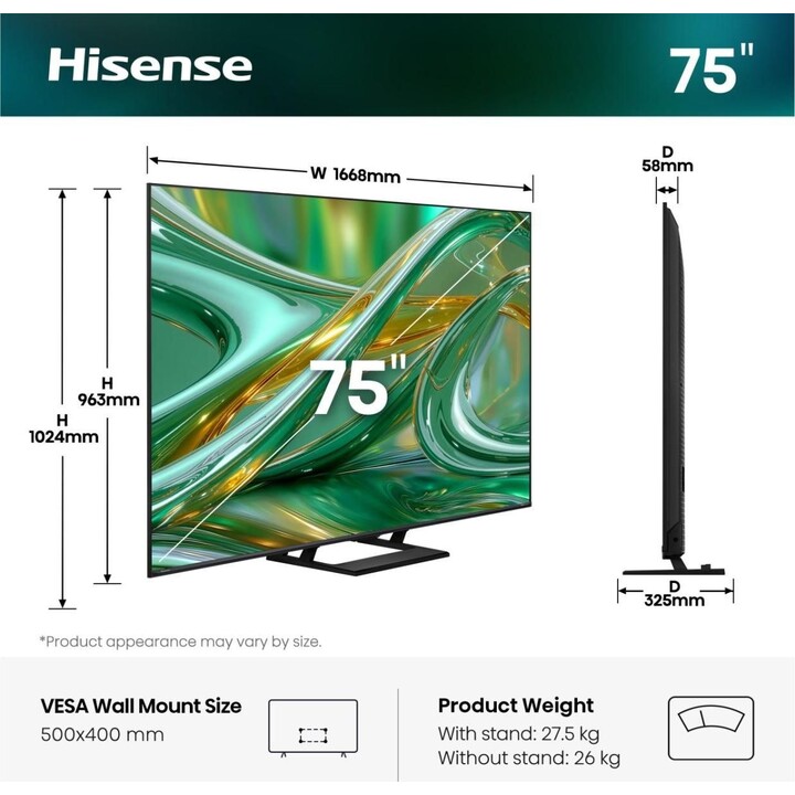 HISENSE 75 '' E8S | ULED MiniLED Smart TV 4K 144 Hz