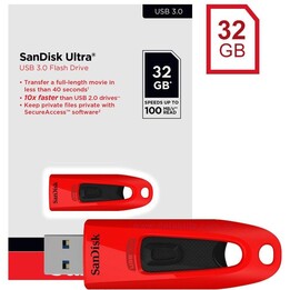Clé USB SanDisk Cruzer Ultra SDCZ48-032G-U46R USB 3.0, 32 Go, rouge
