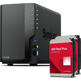 Boîtier NAS Synology DiskStation DS223 à 2 baies avec 2 disques durs WD Red WD40EFZZ de 8 To chacun, pour une capacité totale de