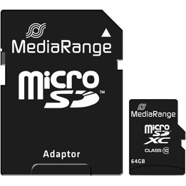 MediaRange MR955 microSDXC UHS-I Class 10 Speicherkarte 64 GB mit SD-Adapter