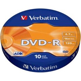 Verbatim 43729 DVD-R 16x 4,7 Go, disque enregistrable argent mat, lot de 10 disques sur axe