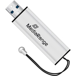 Memoria USB MediaRange MR918 USB 3.2 Gen 1 con dos conectores (Type-A y micro-USB), 128 GB, color plateado/negro