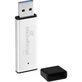 MediaRange MR1901 USB 3.2 Gen 1 Flash Memory Drive Key Chain Capless 64GB Silver