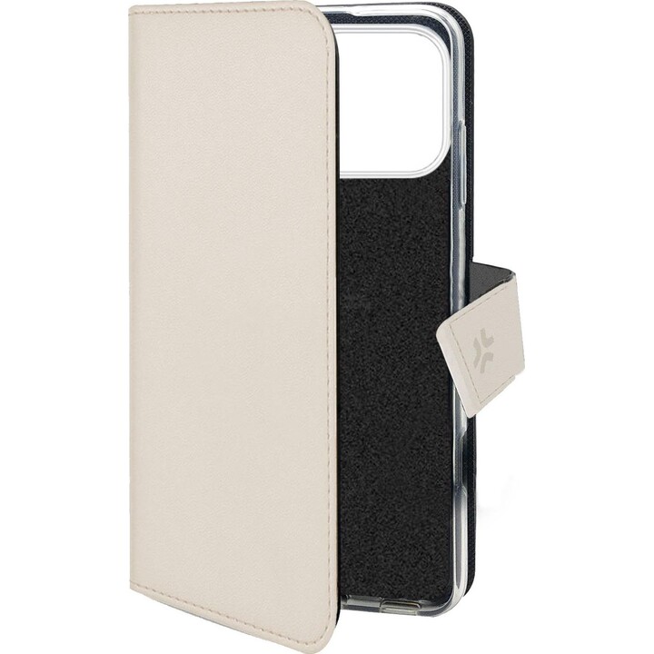 WALLY - Capa para telemóvel em imitação de couro com fecho magnético, ranhuras para cartões e função de suporte, cor areia, comp