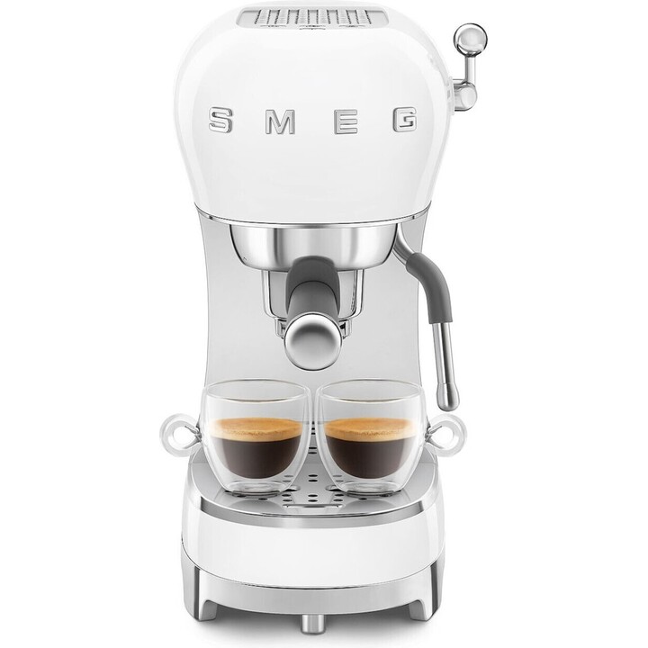Máquina de café expresso Smeg estilo anos 50 ECF02WHEU, branca