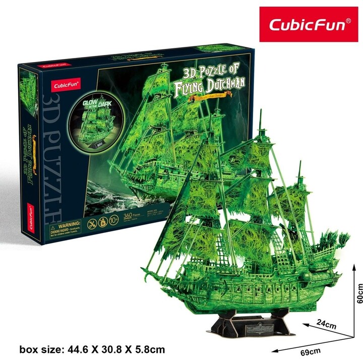 El puzle 3D del Holandés Errante brilla en la oscuridad.