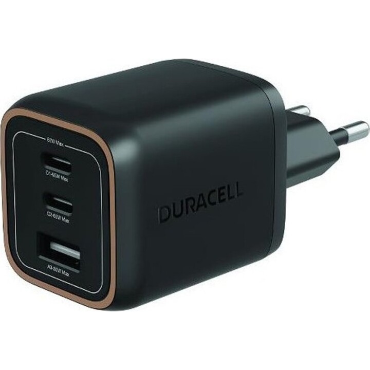 Duracell DRACUSB25-EU 65W Wall Charger 2x USB-C 1x USB-A Black