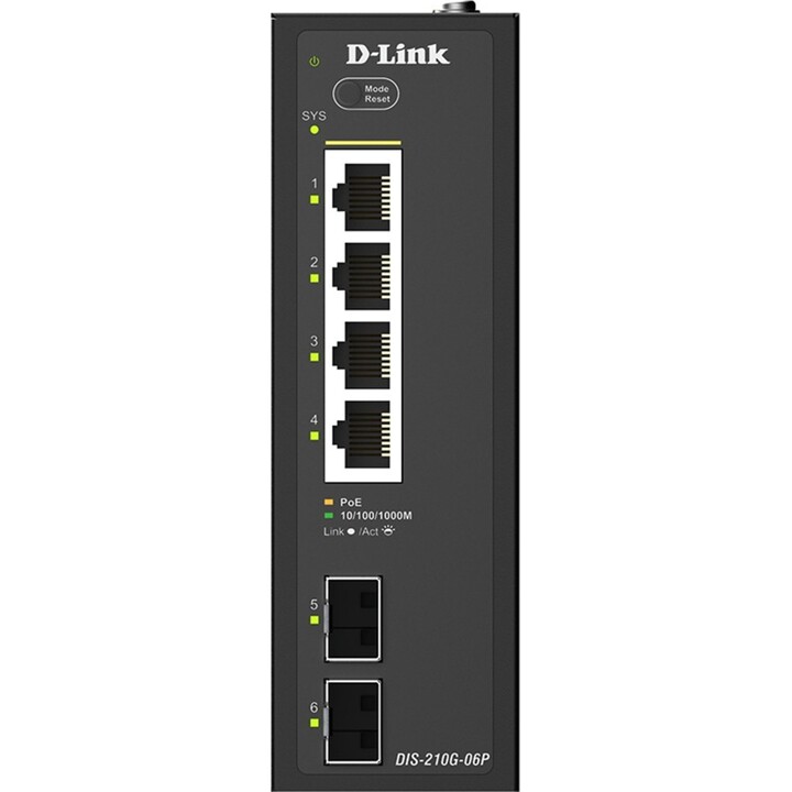Conmutador Gigabit industrial inteligente gestionado D-Link DIS-210G-06 de 4 puertos con 2 ranuras SFP