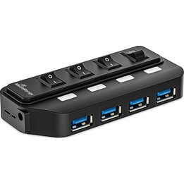 Concentrador USB 3.0 MediaRange MRCS505 de 4 puertos, alimentado por bus, color negro