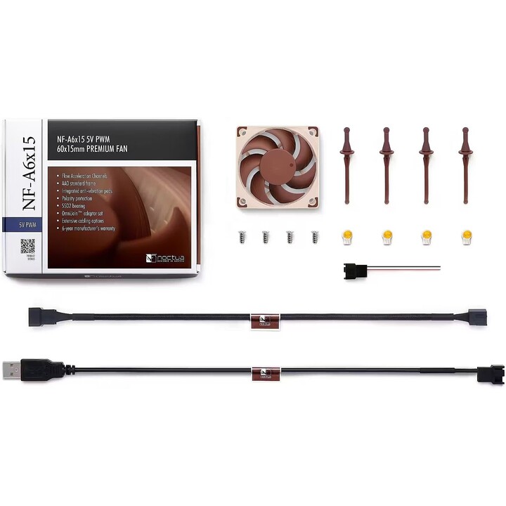 Ventilador delgado Noctua NF-A6x15 5 V PWM, 60 x 15 mm NF-A6x15 5 V PWM
