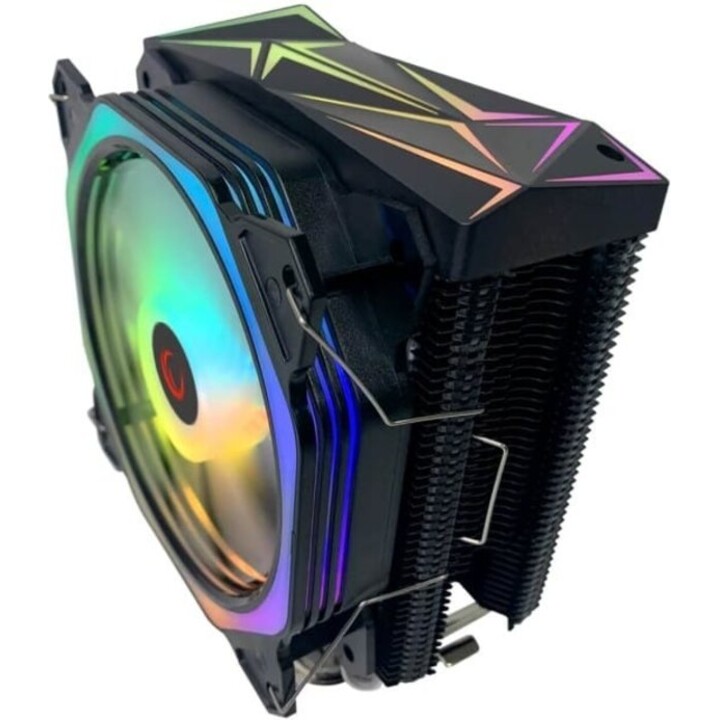 Disipador de CPU Rampage Octagon C50 para LGA1700 y AM5, 1800 rpm, 120 mm, ARGB, PWM, negro OCTAGONC50-BLACK