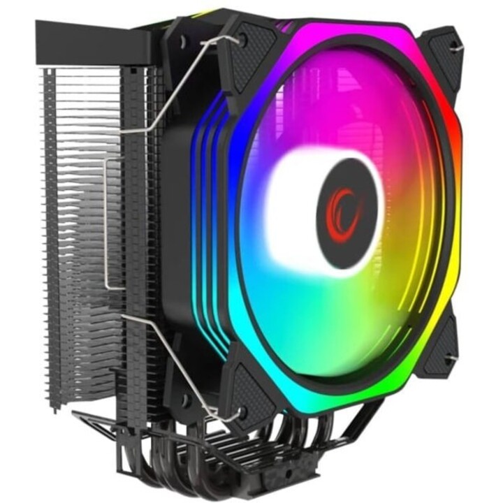 Disipador de CPU Rampage Octagon C50 para LGA1700 y AM5, 1800 rpm, 120 mm, ARGB, PWM, negro OCTAGONC50-BLACK
