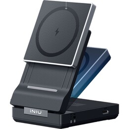 INIU Ladegerät 2-in-1 magnetischer kabelloser QI 2.2-Ladeständer 25 W