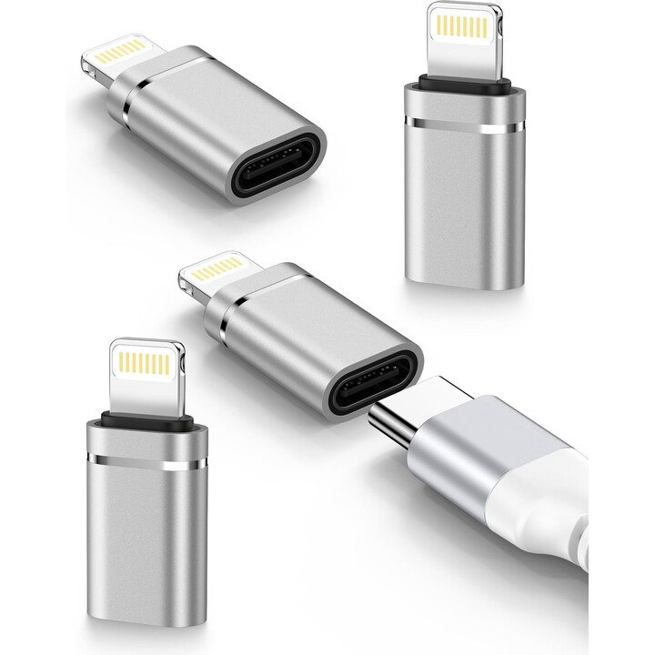 KABLEX Lightning-Stecker auf USB-C-Buchse OTG-Adapter, silberfarben