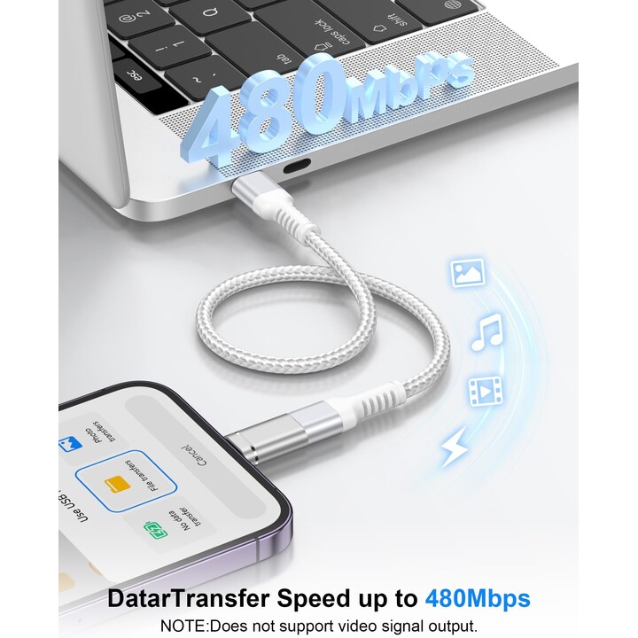 KABLEX Lightning-Stecker auf USB-C-Buchse OTG-Adapter, silberfarben