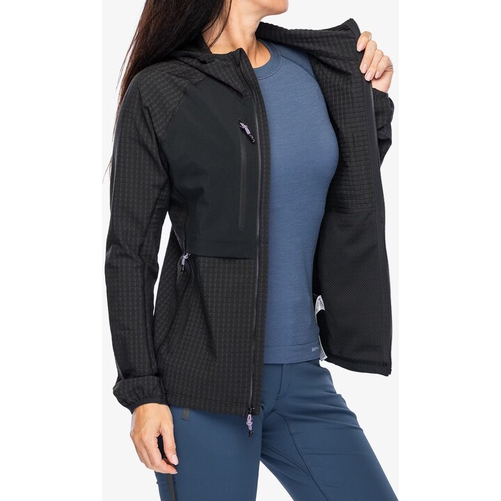 Chaqueta softshell con capucha Cotopaxi Yermo 622137 para mujer, negra, XS