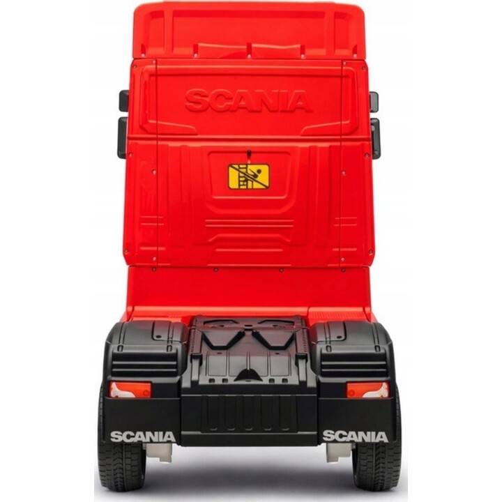 Camión eléctrico para niños Scania 500R HL698 4x4, pintado de rojo