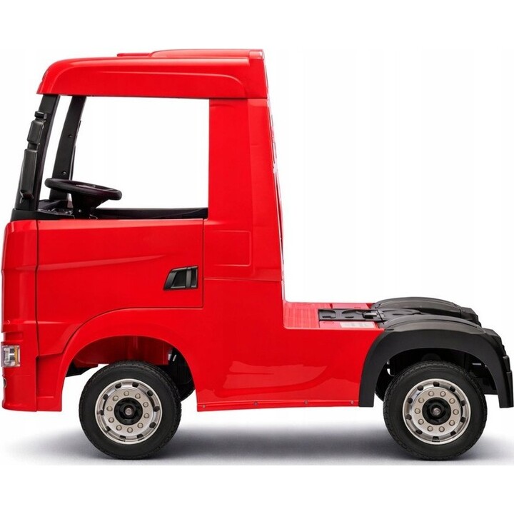 Camión eléctrico para niños Scania 500R HL698 4x4, pintado de rojo