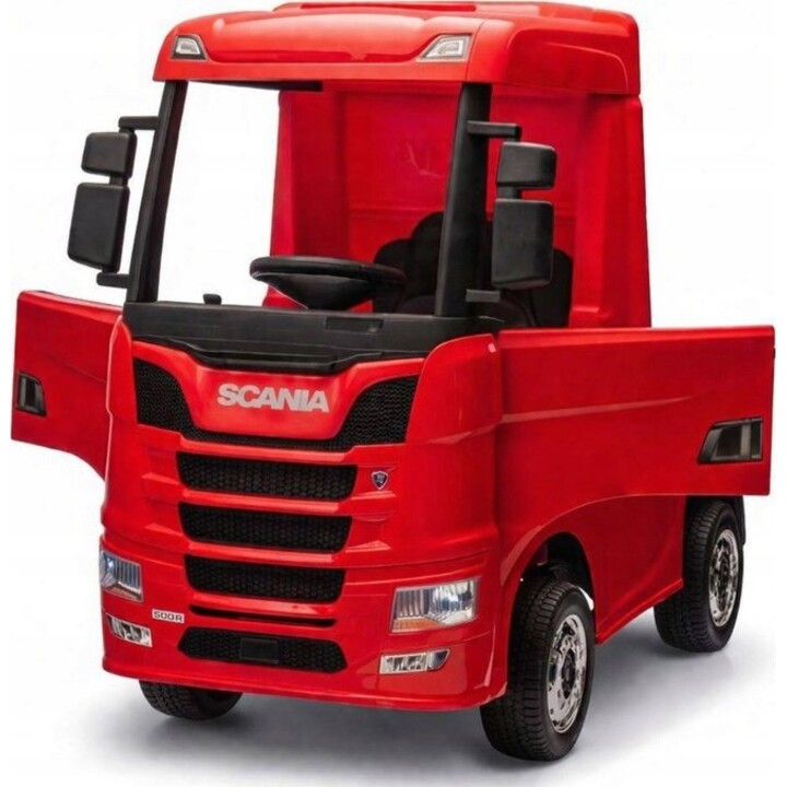 Camión eléctrico para niños Scania 500R HL698 4x4, pintado de rojo