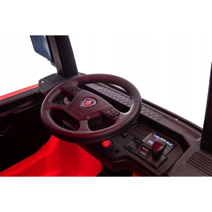 Camion électrique à conducteur assis Scania 500R HL698 4x4, peint en rouge