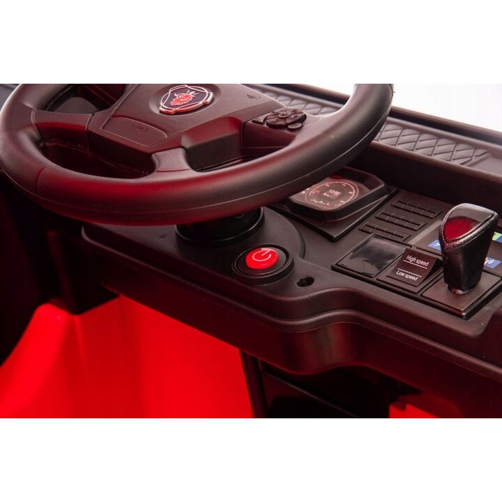 Camion électrique à conducteur assis Scania 500R HL698 4x4, peint en rouge