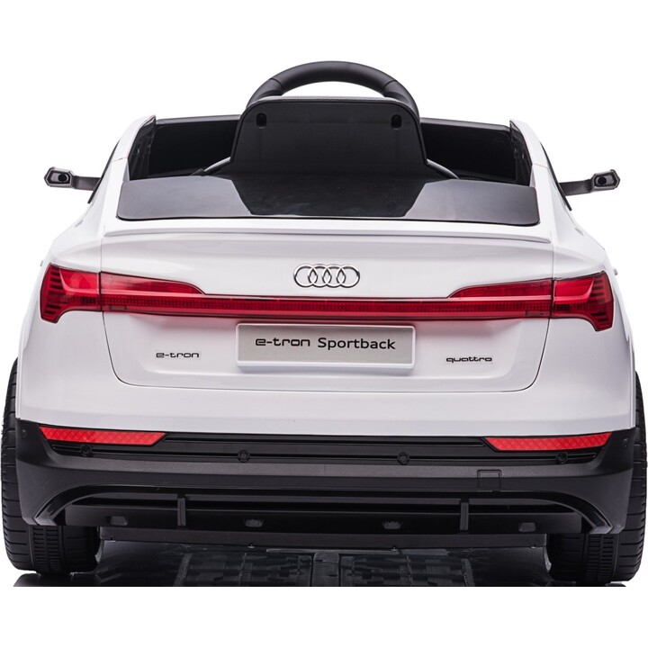 Carro elétrico de brincar Audi E-Tron QLS-6688, branco, com LED e MP3