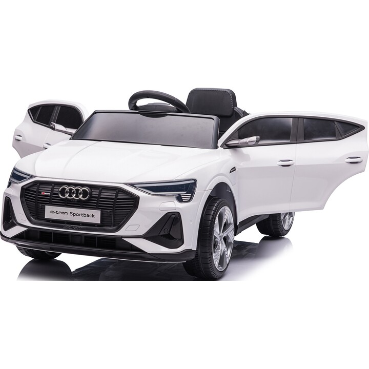 Carro elétrico de brincar Audi E-Tron QLS-6688, branco, com LED e MP3