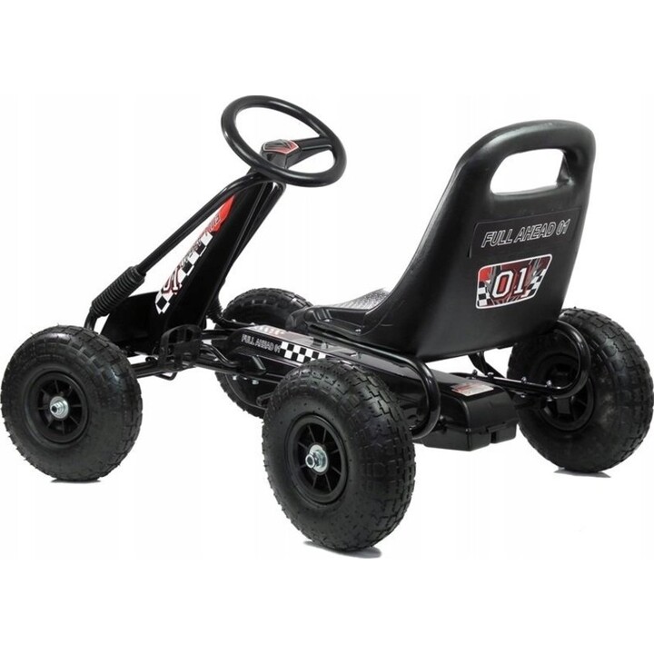 LEAN Toys A-15 pedal go-kart black with inflatable wheels