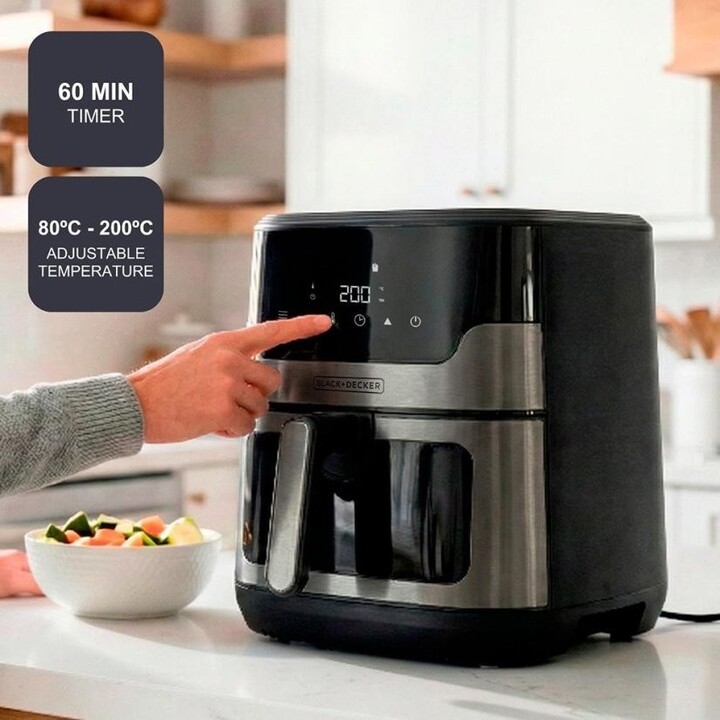 Black+Decker BXAF8001E Air Fryer, 1700 W, 8 L, Black