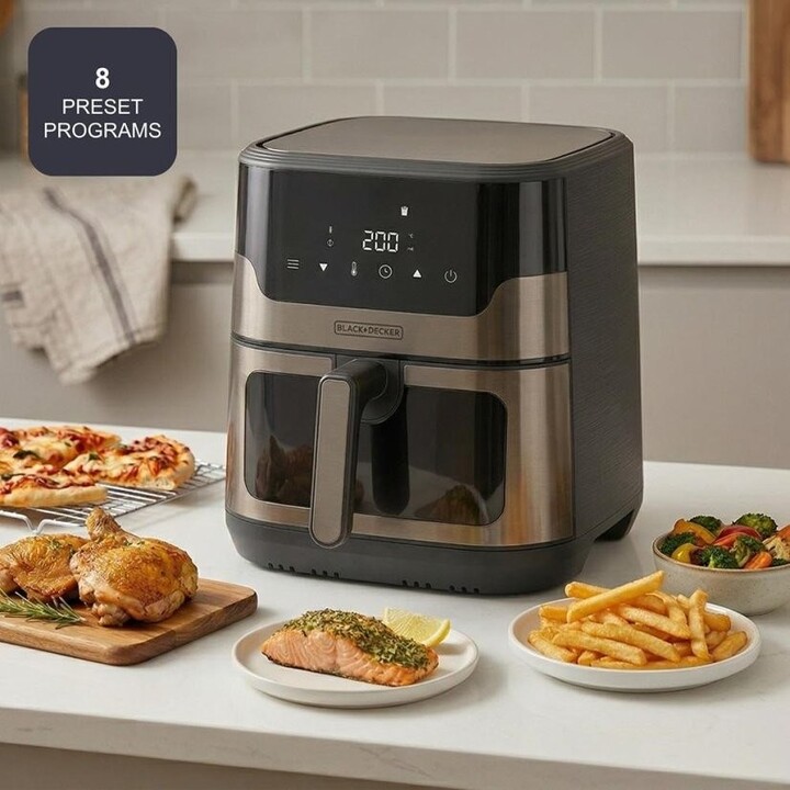 Friggitrice ad aria Black+Decker BXAF8001E, 1700 W, 8 L, nera
