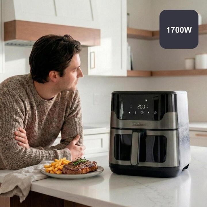 Friggitrice ad aria Black+Decker BXAF8001E, 1700 W, 8 L, nera
