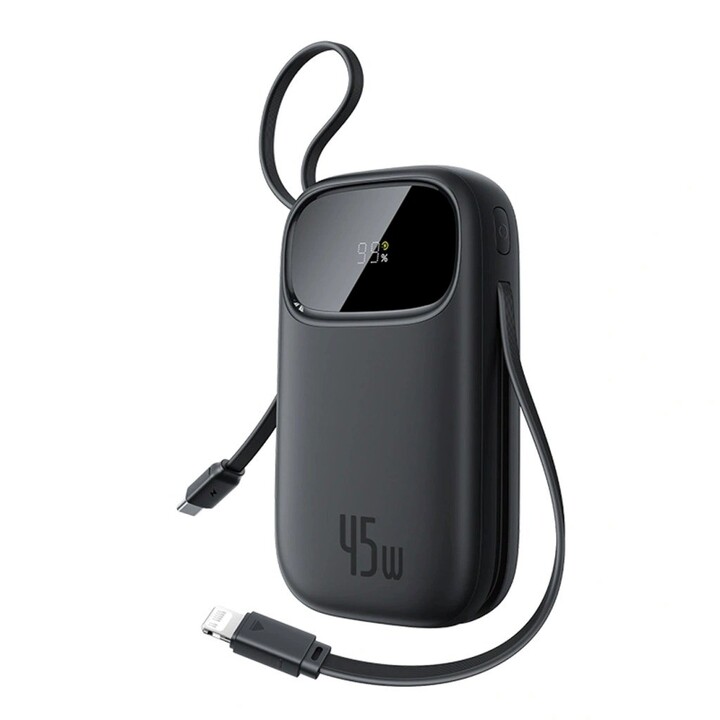 Baseus EnerFill FC31 Powerbank avec écran avec câbles USB-C et Lightning 45 W Noir