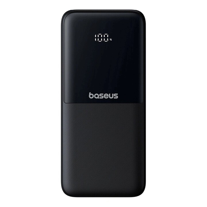 Baseus Lipow Powerbank con doble cable integrado y pantalla 10000 mAh 22,5 W Negro
