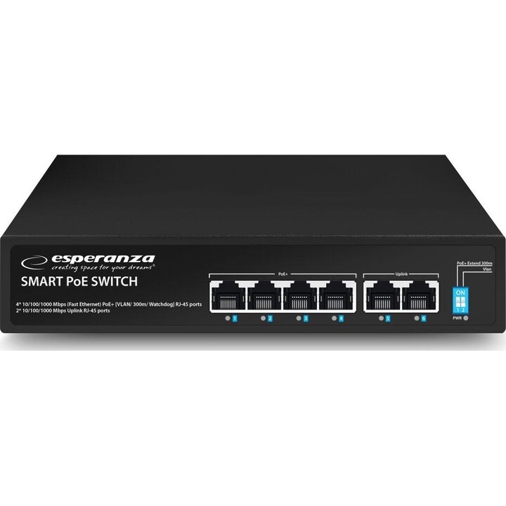 Switch PoE de 6 portas 10/100/1000 65W GOLIATH