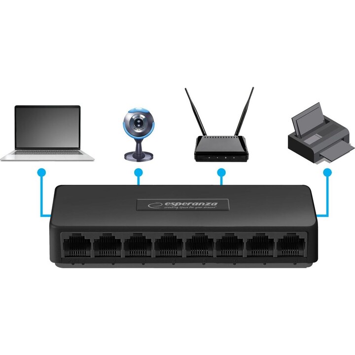 Esperanza NOVA 8-Port-Gigabit-Netzwerk-Switch, schwarz